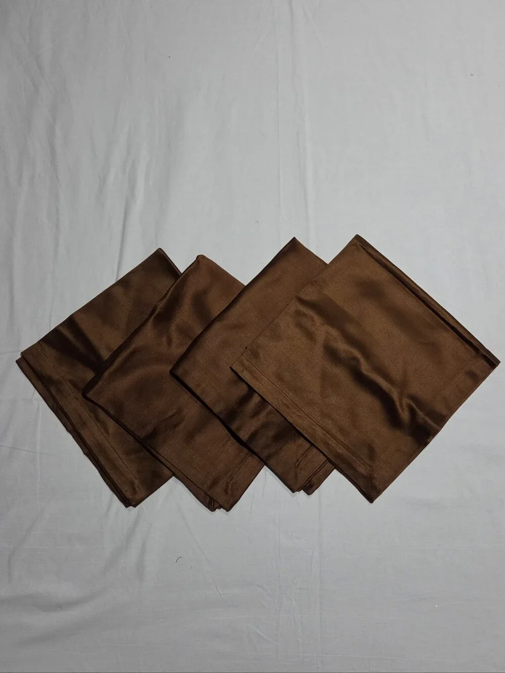Crate & Barrel Marlowe Brown Satin Cloth Napkins Set of 4
